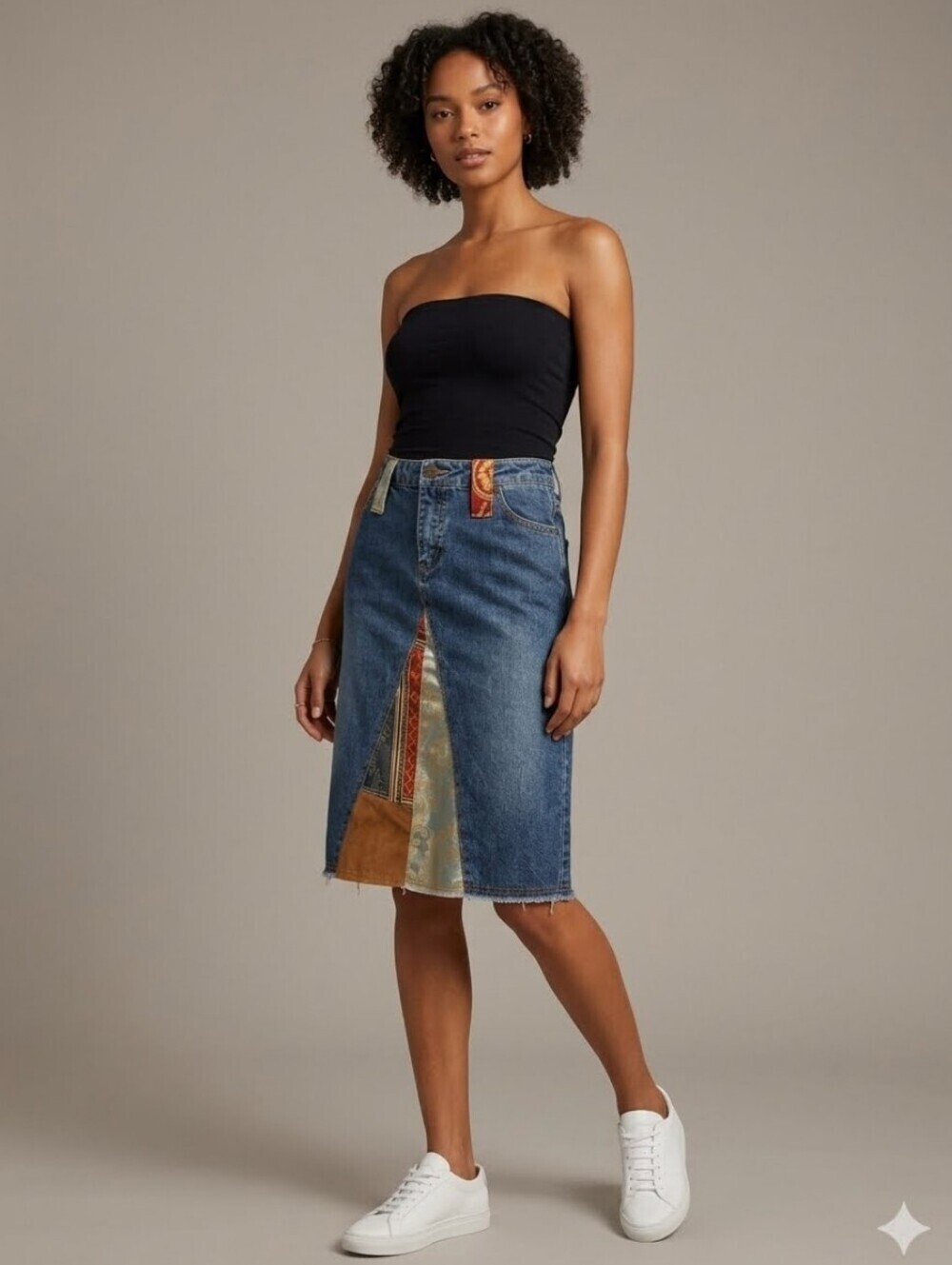 Vintage Y2K Nitro Patchwork Denim Brocade Skirt, VGUC, Size 9